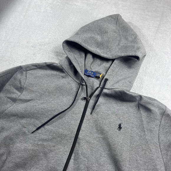 Polo Ralph Lauren Full Zip Hoodie Sweatshirt Mens 2XL Heather Gray Heavy Weight - Picture 1 of 7